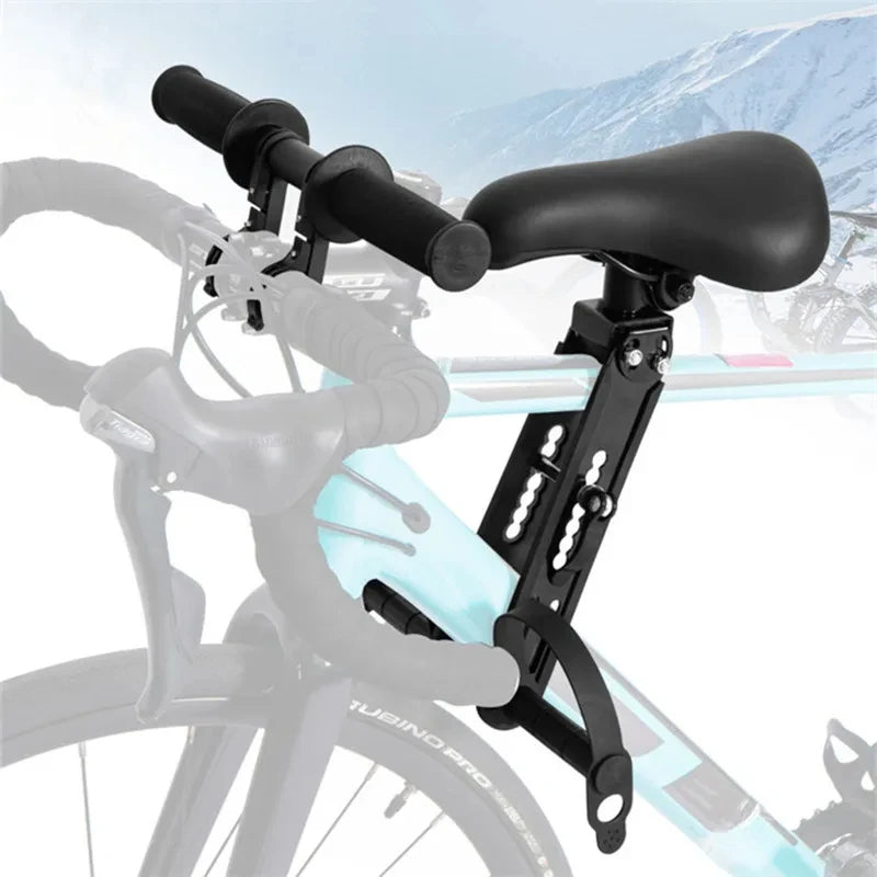 Adjustable Kids Front Bike Seat Universal Child Safety Saddle with Handlebar Pedals Quick Release Mount Parent-Child Cycle Seat Zpaxo