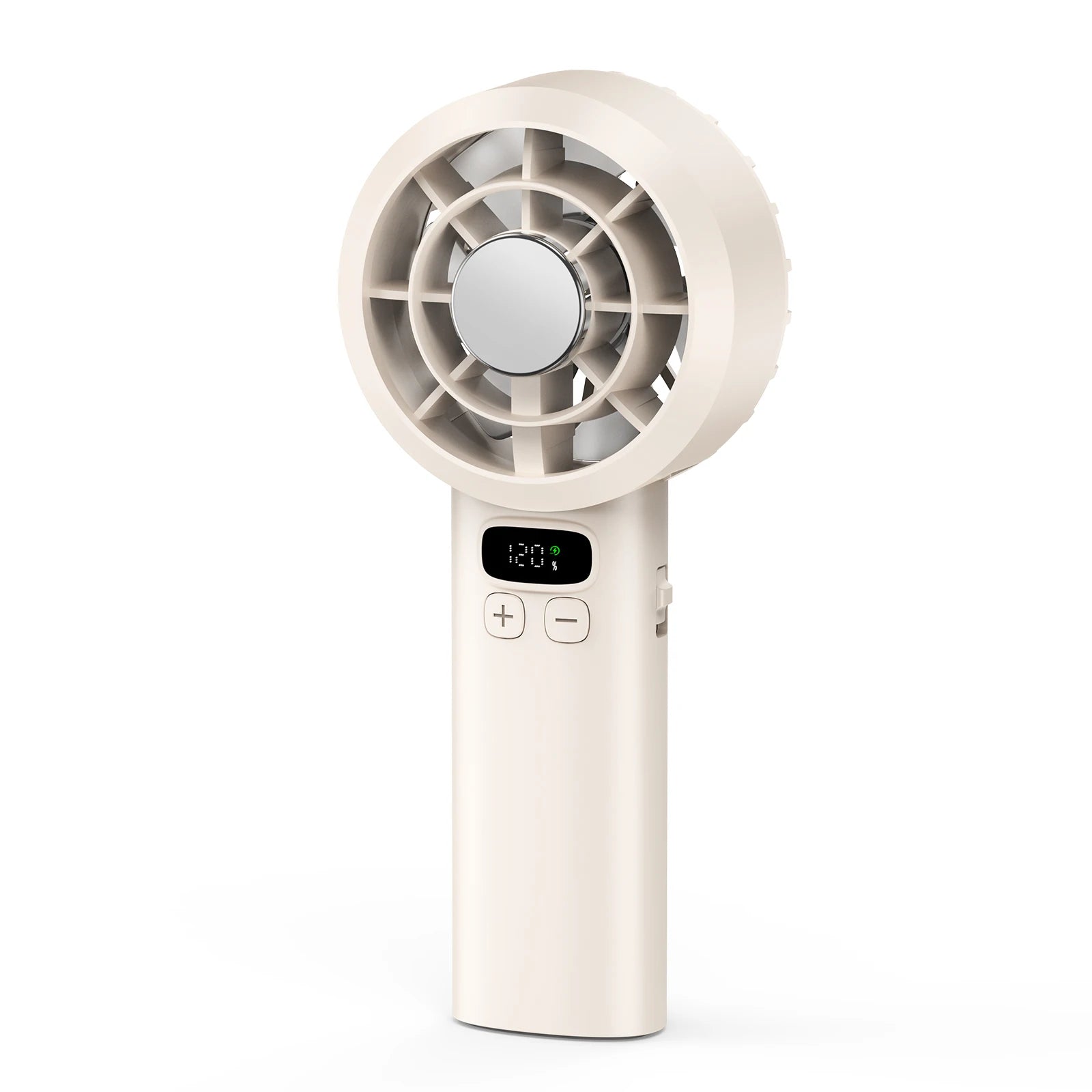 Portable Handheld Fan USB Rechargeable Mini Fan High Speed Cooling Fan with LED Digital Display for Travel Camping Outdoor Zpaxo white