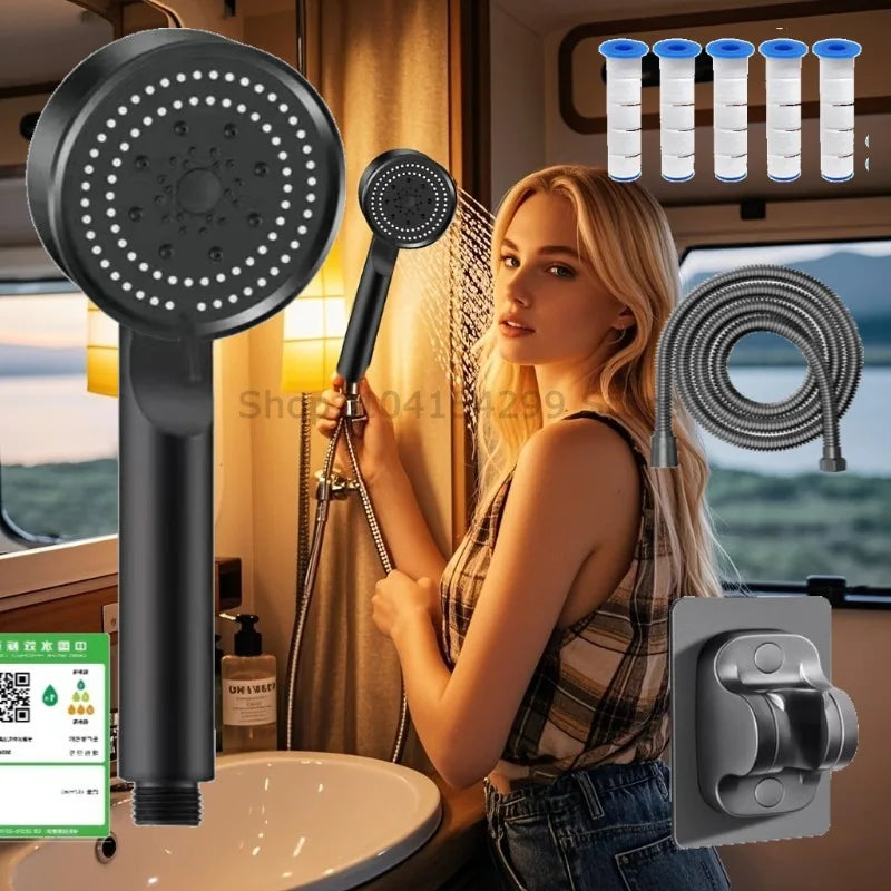 5 Modes Shower Head Set with Water Pipe Bracket Adjustable High Pressure Water Saving Shower Head Water Massage Shower Head Zpaxo