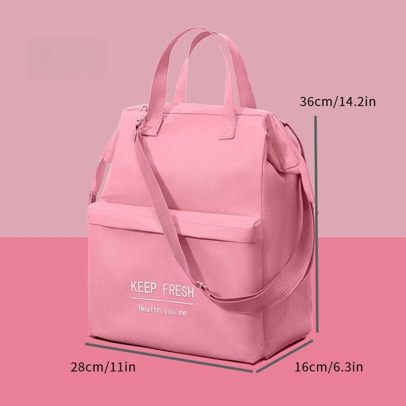 Insulated bag with thick aluminum foil for office workers lunch box for moms large capacity portable lunch box bag Zpaxo Pink insulation bag
