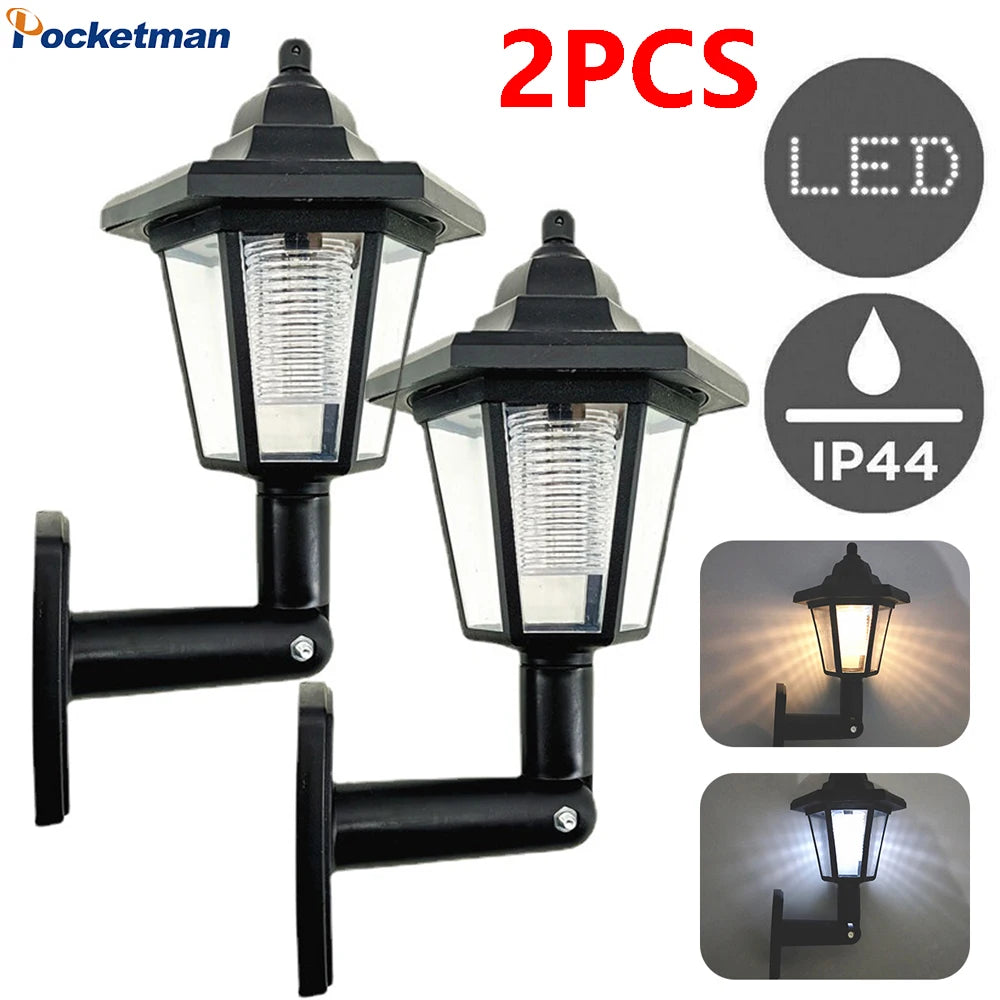 Retro Solar LED Wall Lantern – Waterproof Outdoor Garden Light
