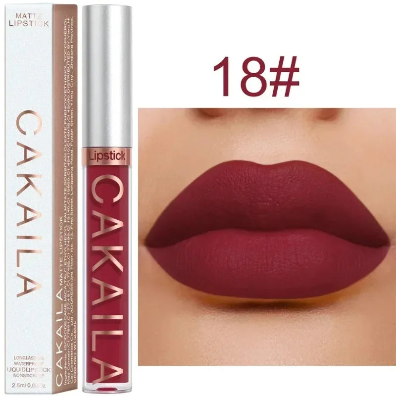 18-Color Dark Red Lip Gloss Matte Velvet Long-lasting Waterproof