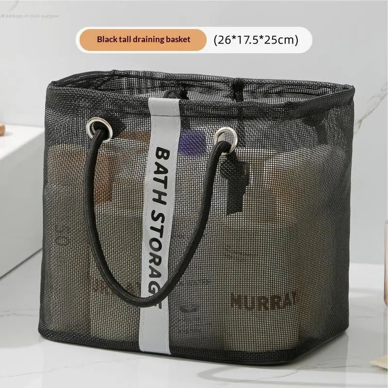Portable Tote Shower Basket Waterproofbag Handle Large Capacity Zpaxo Black 26x17x25cm