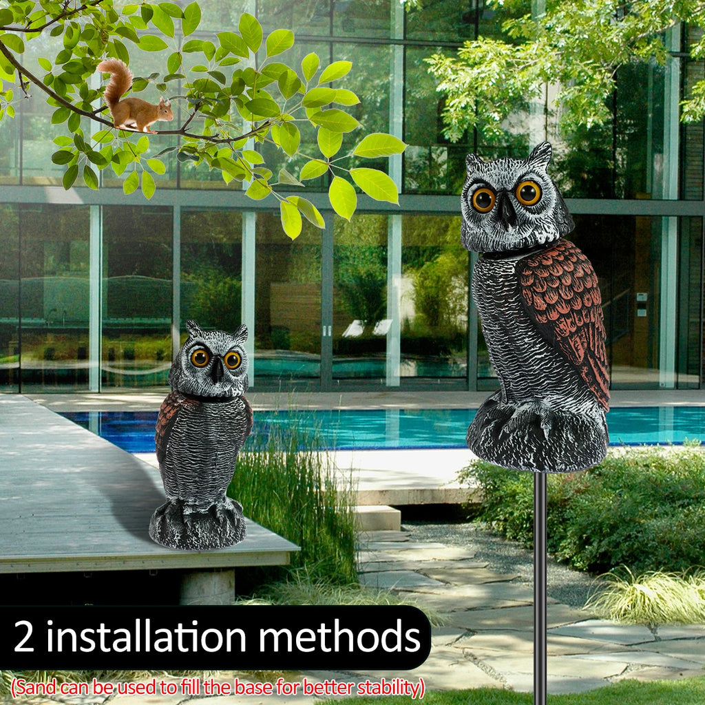 Fake Owls Scare Birds with 360° Swivel Head Waterproof Fake Owl Repellent Pest Control Scarecrow for Outdoor Garden Yard Indoor Zpaxo