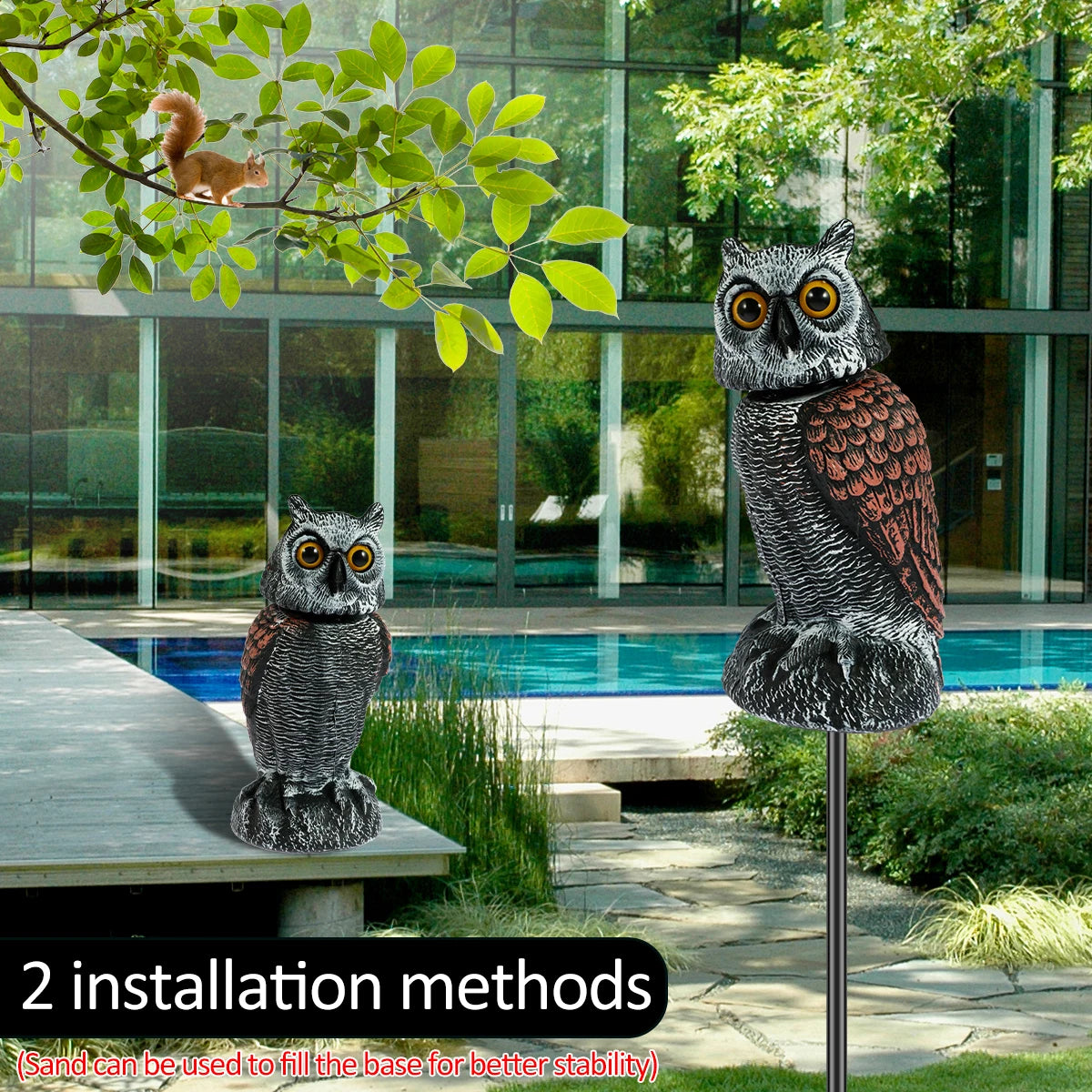 Fake Owls Scare Birds with 360° Swivel Head Waterproof Fake Owl Repellent Pest Control Scarecrow for Outdoor Garden Yard Indoor Zpaxo