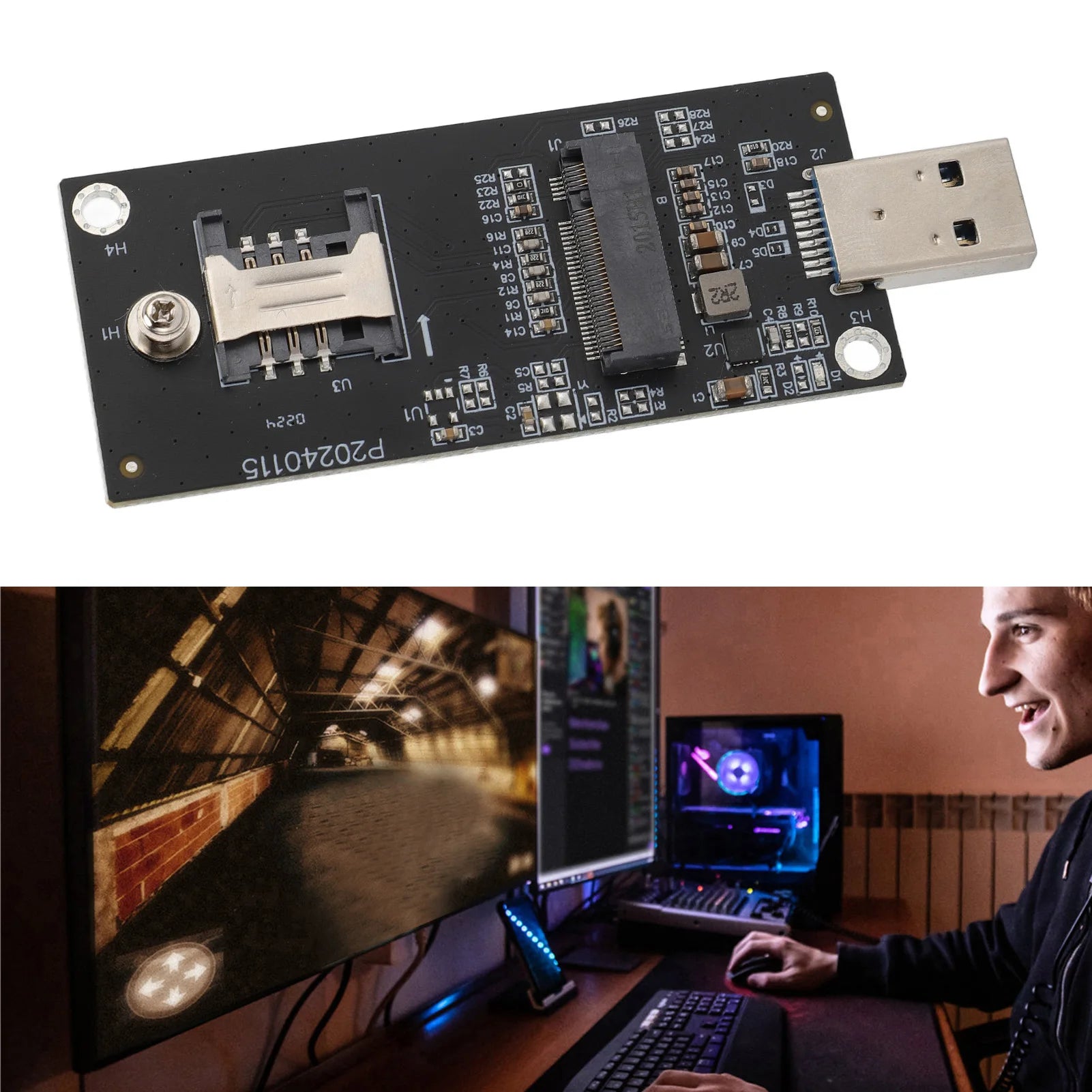Network Adapter Card NGFF M 2 Keyb USB3 0 WWAN Module SIM Slot