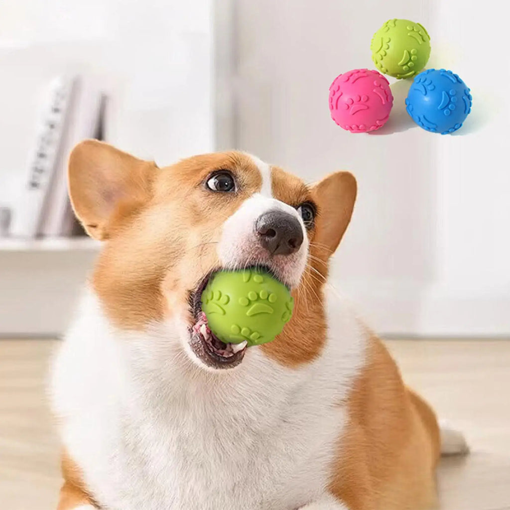 Indestructible Squeaky Dog Balls Latex Toy Ball Teething Chewing