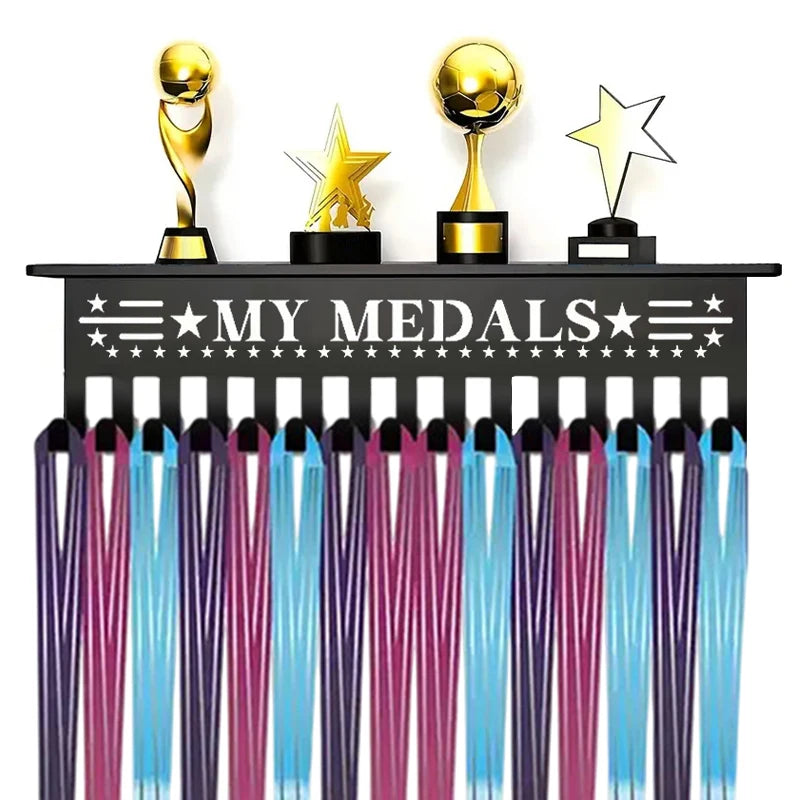 Medal Hanger Display Rack Wall Mount Metal Trophy Ribbons Medals