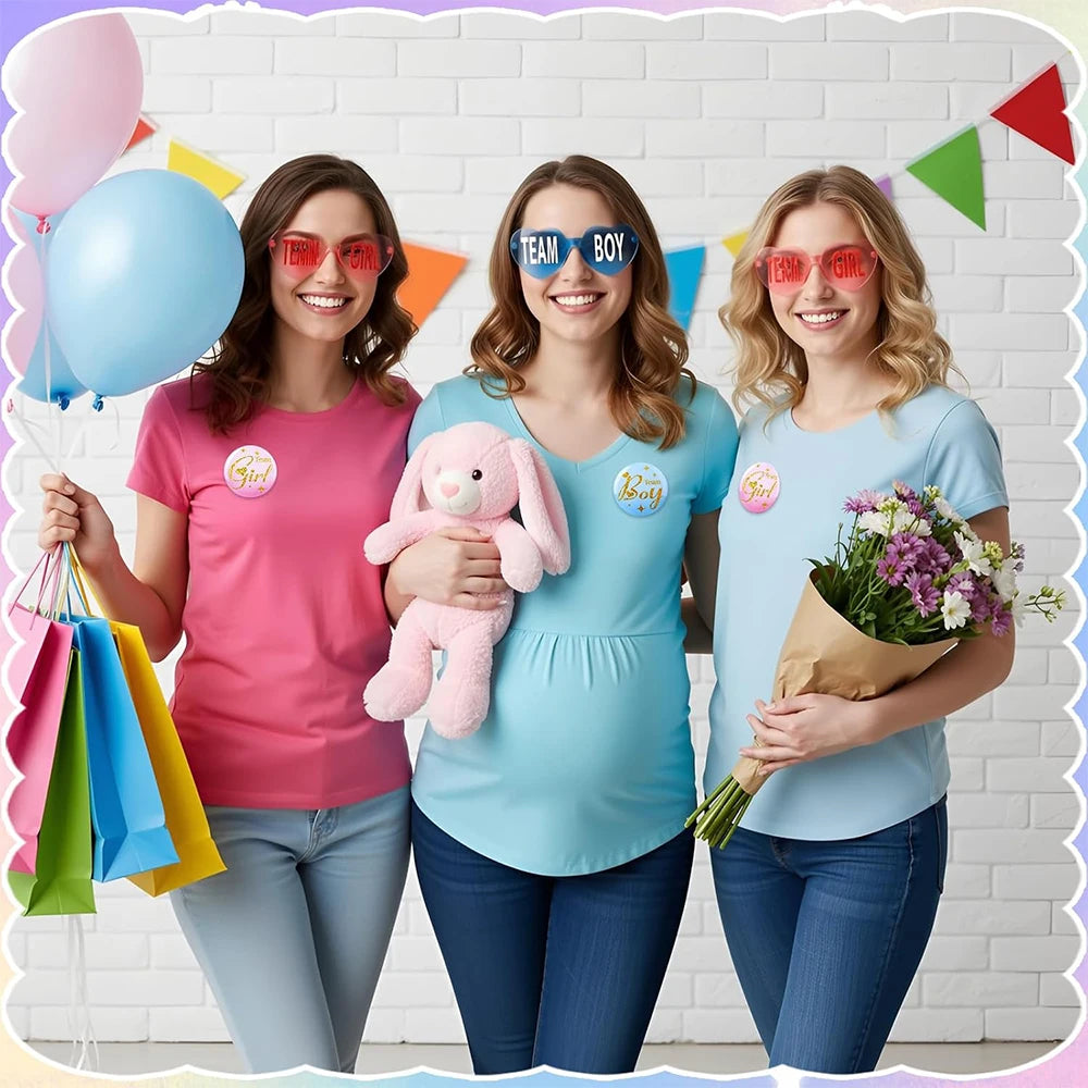 1/8/12Pcs Baby Gender Reveal Glasses Heart Shaped Team Boy Team Girl Sunglasses Baby Shower Decor Party Favors Zpaxo