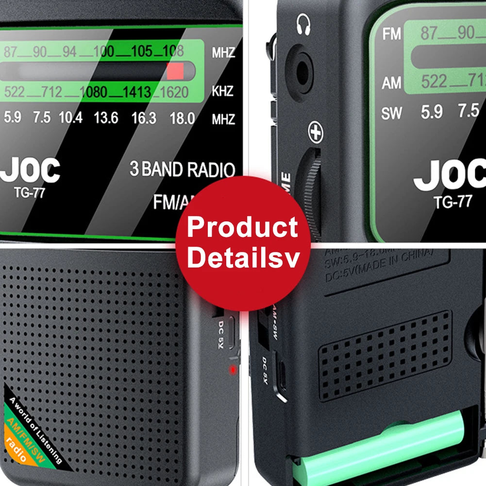 Battery Operated Radio FM AM SW Built-in Speaker Transistor Support
