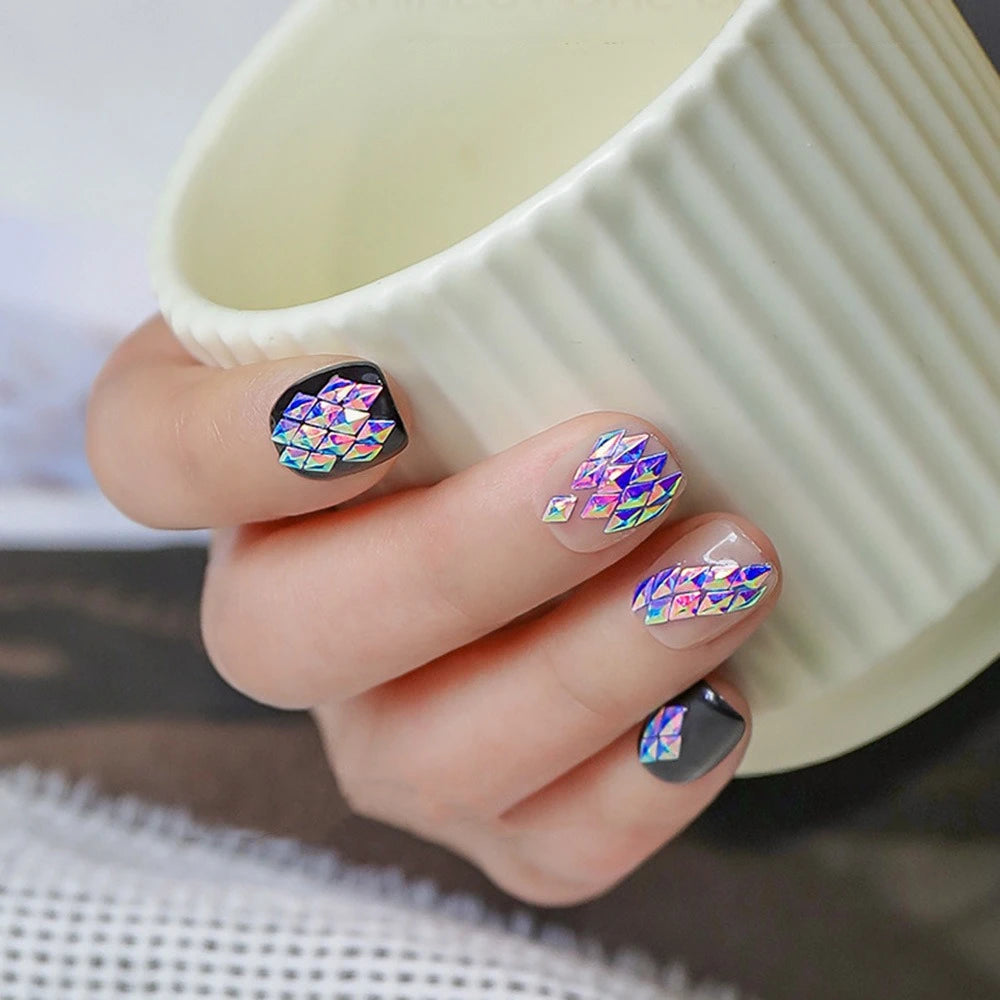 3D Dragon Scale Nail Decorations Glitter Holographic Mirror Diamond Zpaxo