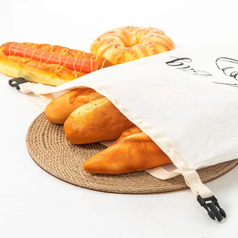 Reusable Cotton Bread Bag with Snap Buckle | Eco-Friendly