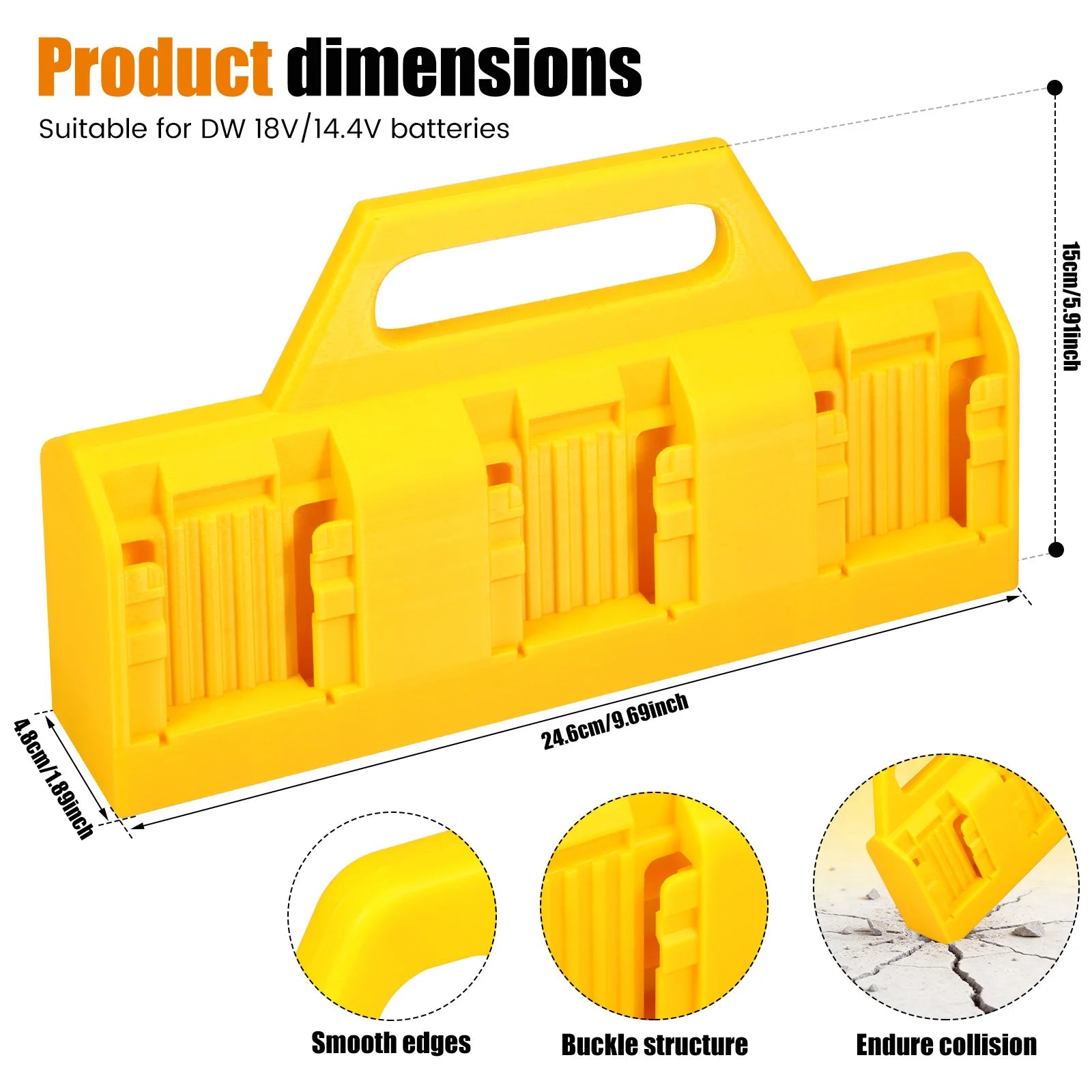 Battery Holder Rack For Dewalt Makita 18V14.4V 6Slot Electric Tool Wall Dock Slots Secure Snap Lock Mechanical Storage Organizer Zpaxo For DW 18V 6Slot