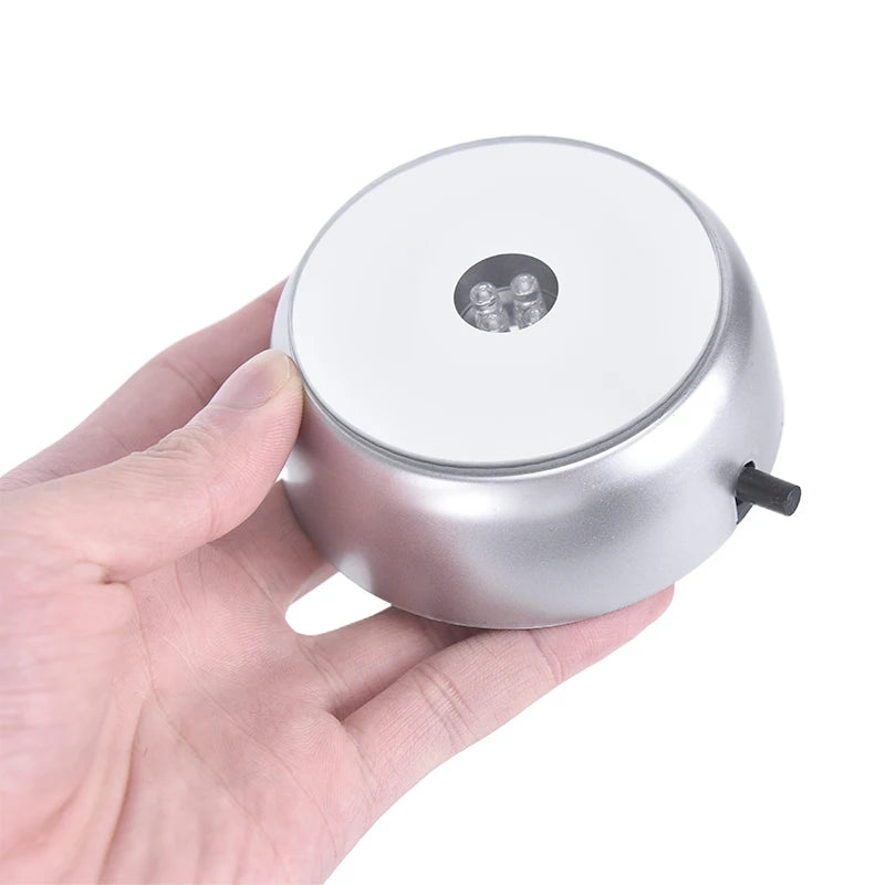 4 LEDs Luminous Base Light Crystal Glass Display Colorful Round Stand