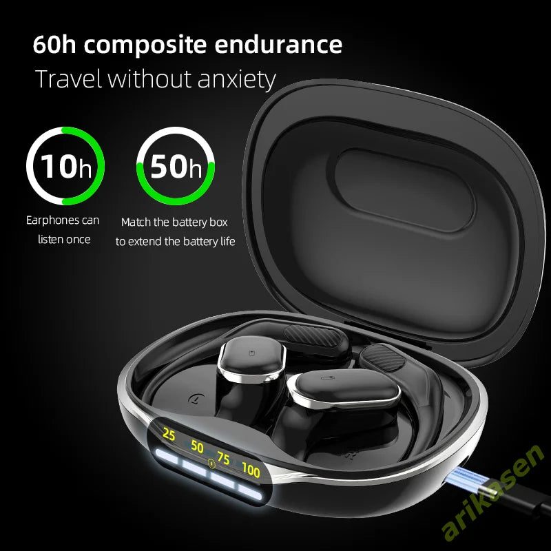 Bluetooth 5 4 Headphones Wireless Open Ear Earbuds 60 Hrs Playtime
