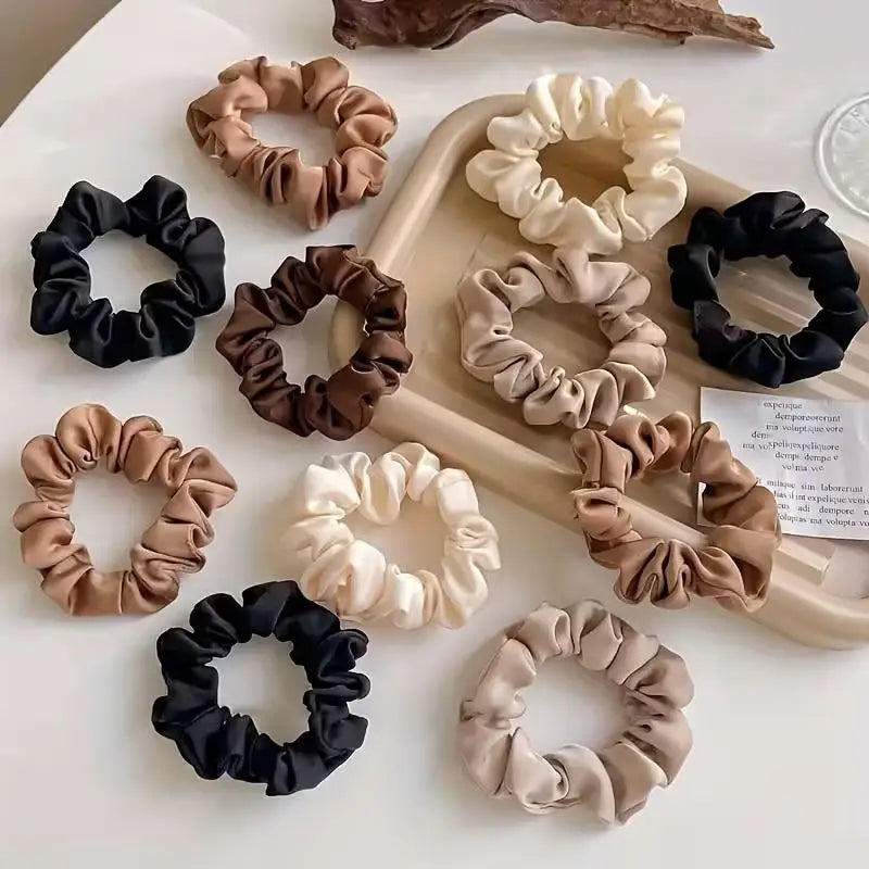 4pcs Vintage Silk Scrunchies – High Elasticity, for Home, Outdoor, Travel & Occasion, Chic Hair Tie Zpaxo