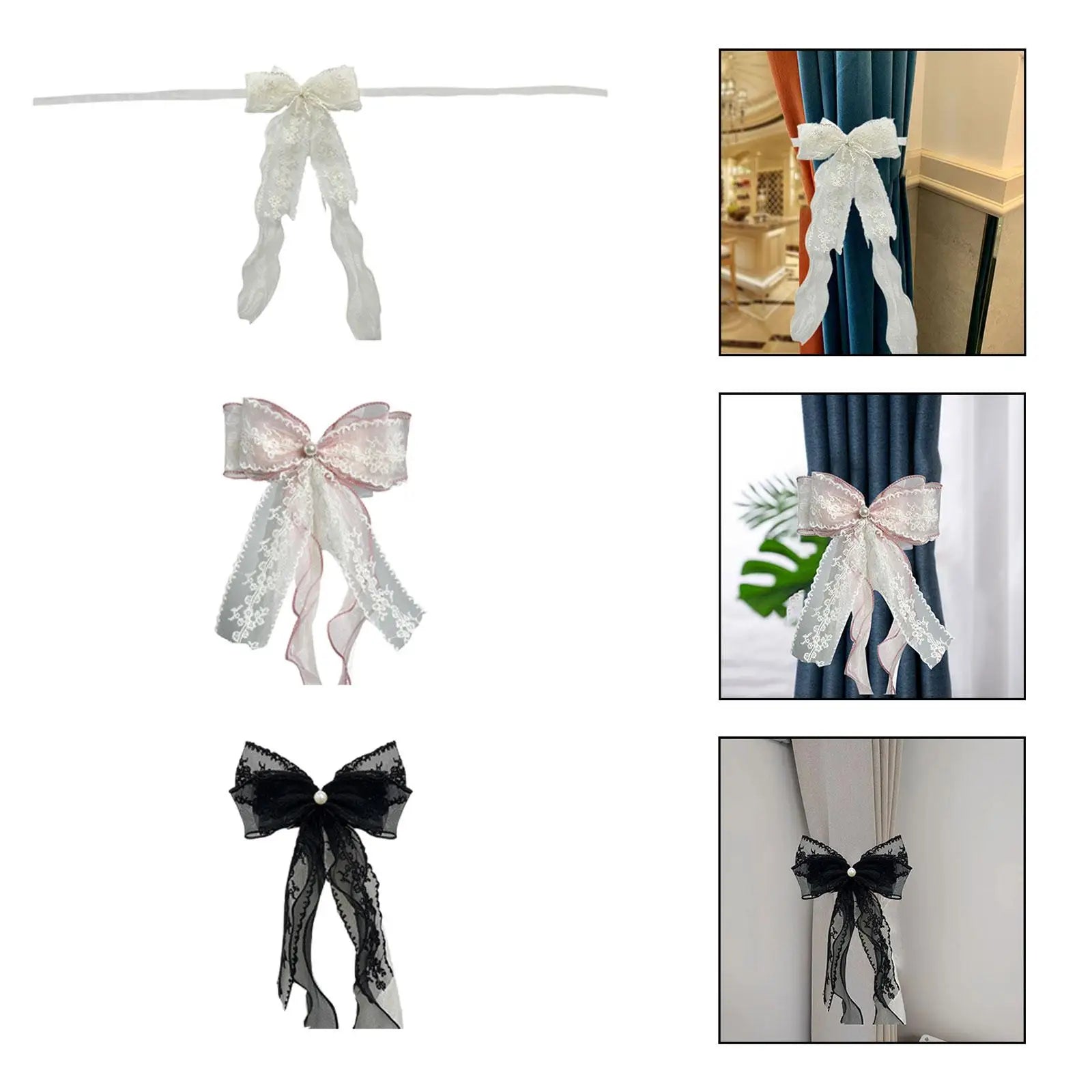 Curtain Holdback Fashion Easy Installation Window Drapery Holder Fastener Decorative Curtain Tieback Lace Bow Knot Ornament Zpaxo