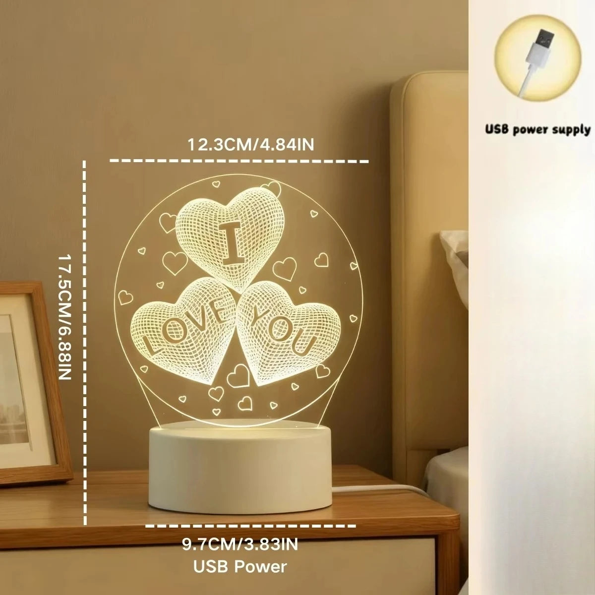 New Battery Style 3D Acrylic Bear Lamp USB LED Night Light for Bedroom Home Birthday Wedding Gifts Creative Bear Design Decor Zpaxo USB heart