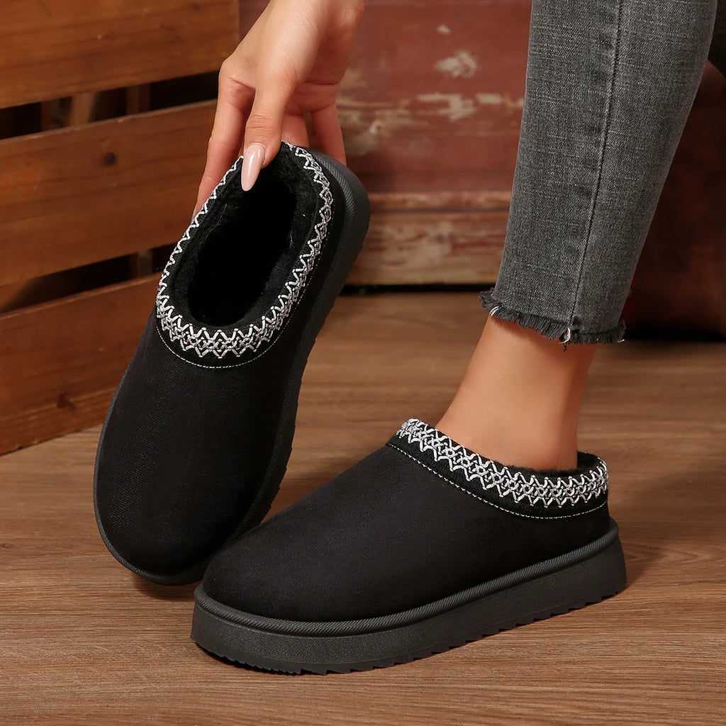 Winter Women Slippers 2025 Home Elegant Large Size Slides Women House Fashion Plush Shoes Ladies Platform Fluffy Slippers Women Zpaxo black 42