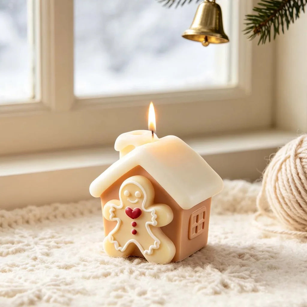 3D Gingerbread House Silicone Mold – Christmas Candle & Craft