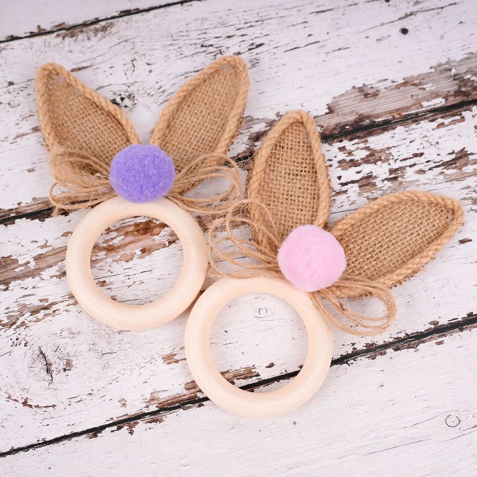 Easter Napkin Rings 6 Bunny Ear Spring Serviette Table Settings Decor