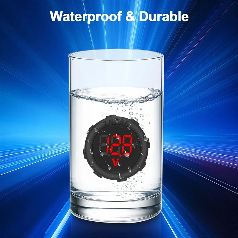 DC 4–100V LED Digital Voltmeter | IP67 Waterproof Panel Gauge
