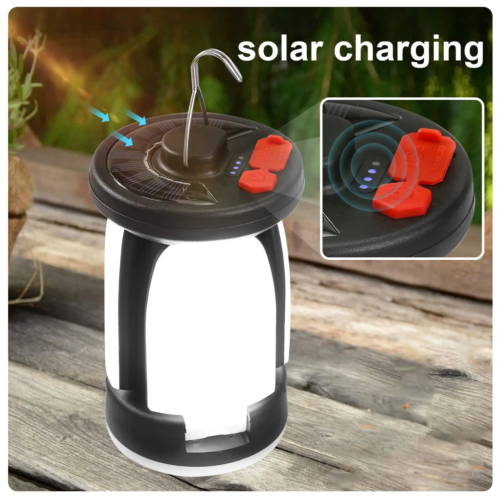 Solar LED Camping Lantern – 6-Mode Foldable Power Bank Light