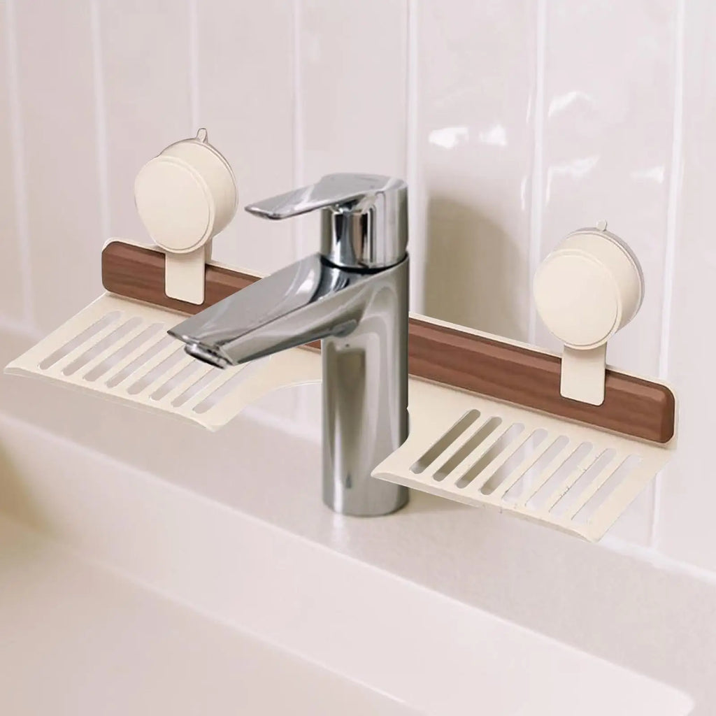 Bathroom Wall Organizer Walnut Suction Cup Bathroom Shelf Faucet Storage Rack Soap Holder Organization Storage for Home Kitchen Zpaxo