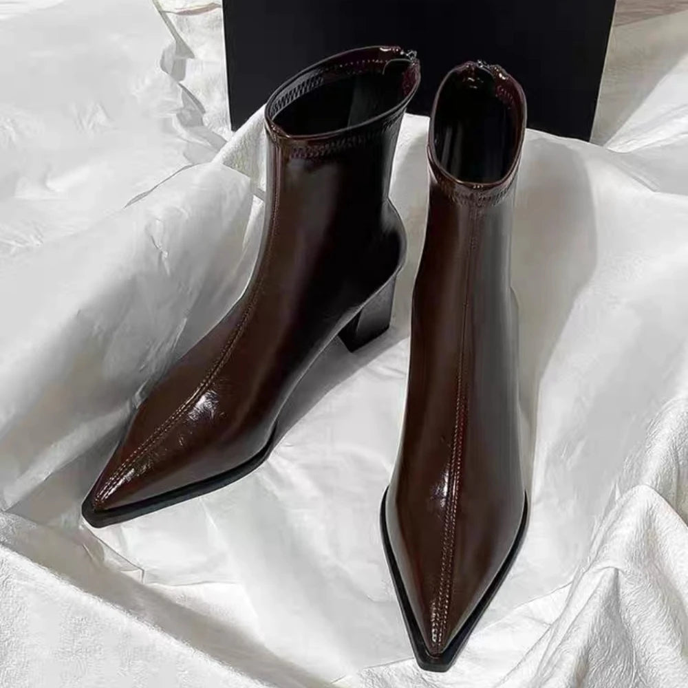 2026 Women's Ankle Boots Sexy Pointed Toe Woman Short Fashion Causal
