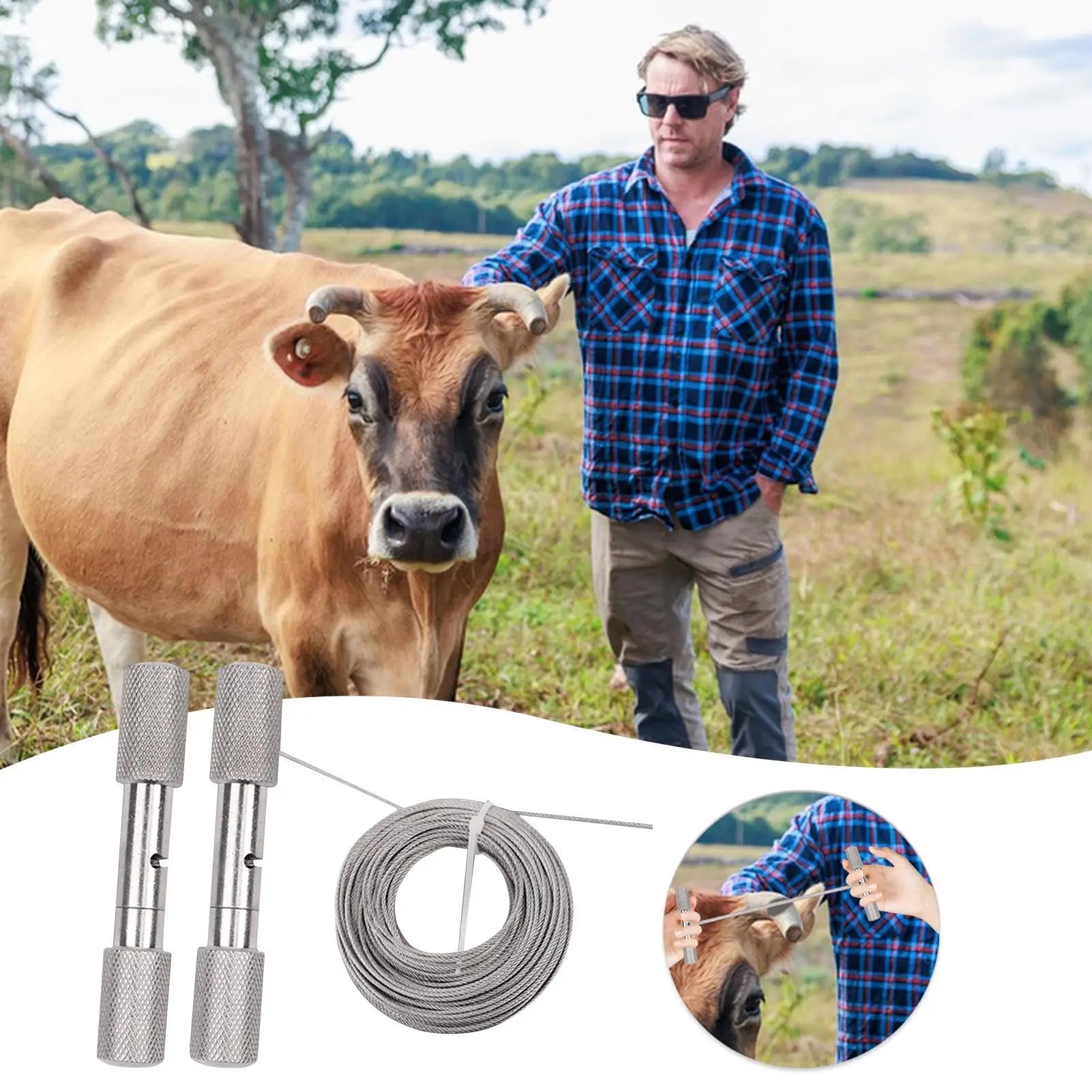 Dehorning Wire Saw Stainless Steel Cutting String Saw With Handles Dehorning Tool Wire Saw For Farm Yard Camping Picnics Garden Zpaxo