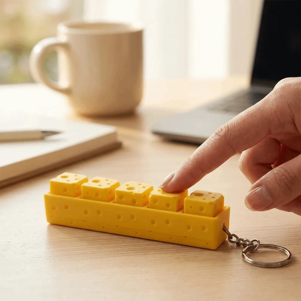 Lovely Cheese Shape Clicker Fidget Keychain Tactile Keyboard Press Zpaxo