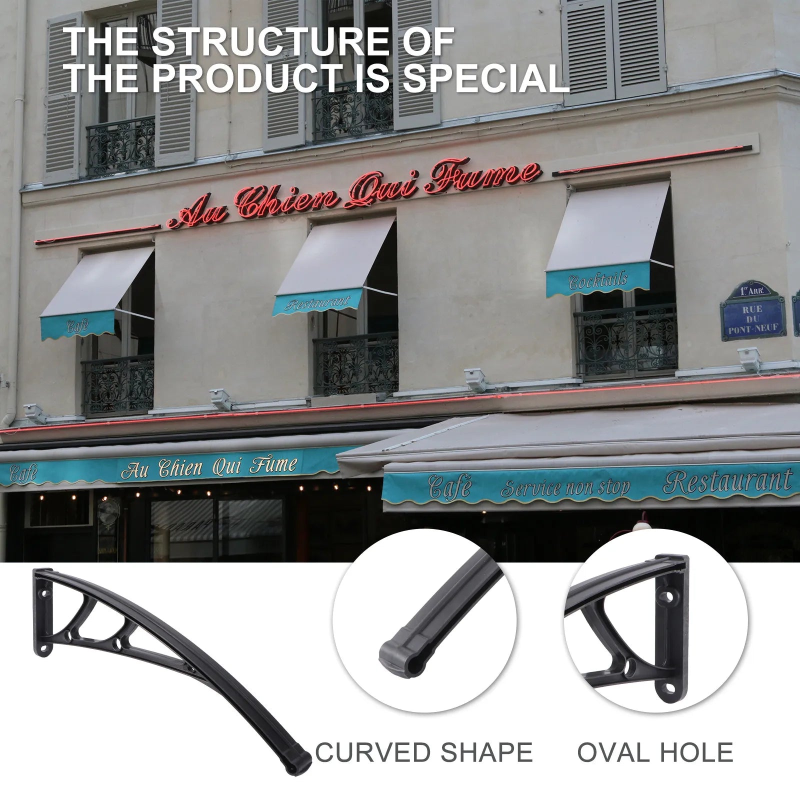 Reliable Curved Awning Bracket for Outdoor Patio Balcony Window Door Sun Shade Rain Cover Canopy Support Holder 3Mm Slot Zpaxo