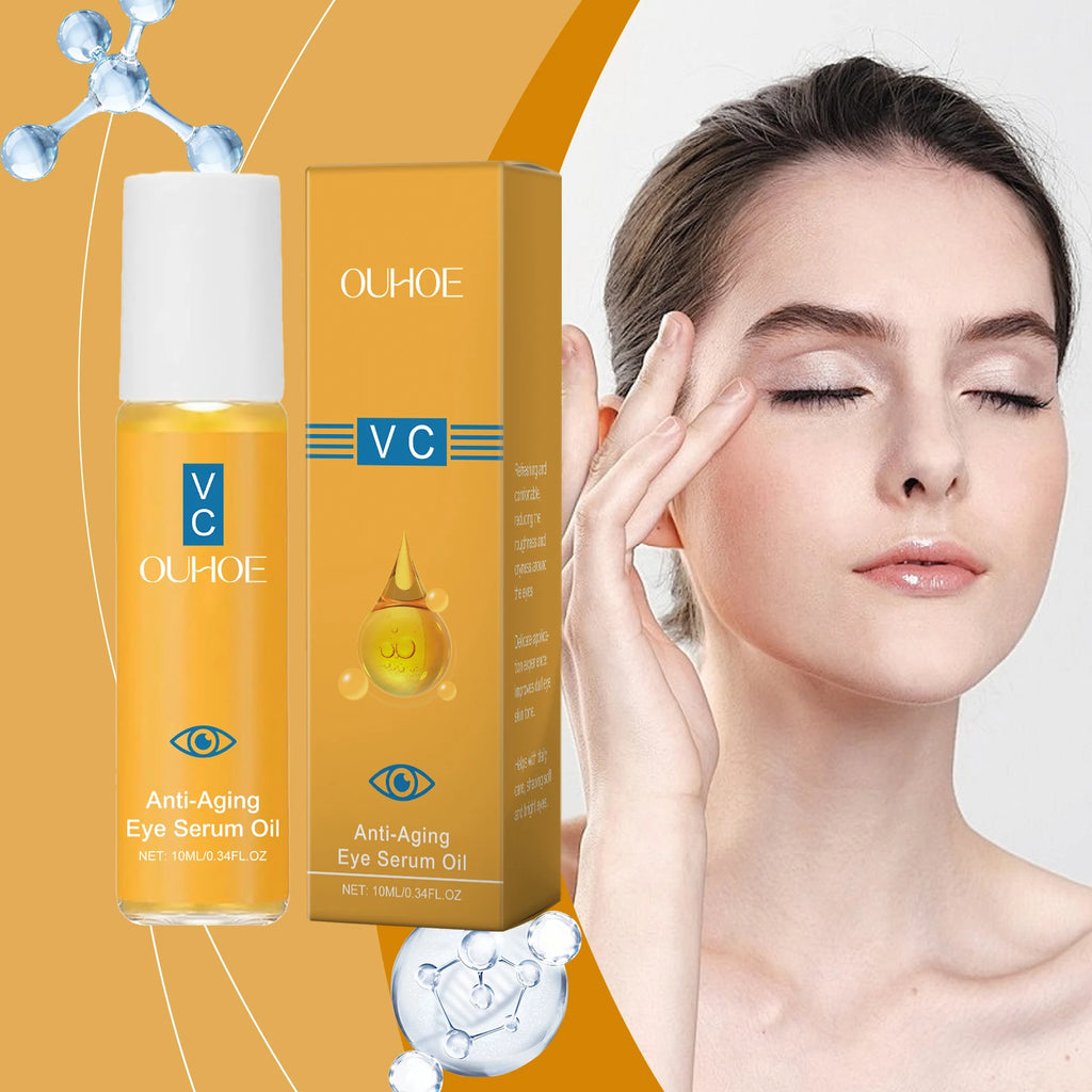 Anti Aging Eye Essence Oil Firming Brightening Reduce Wrinkle Fade Fine Lines Remove Puffiness Hydrating Smooth VC Eye Serum Oil Zpaxo