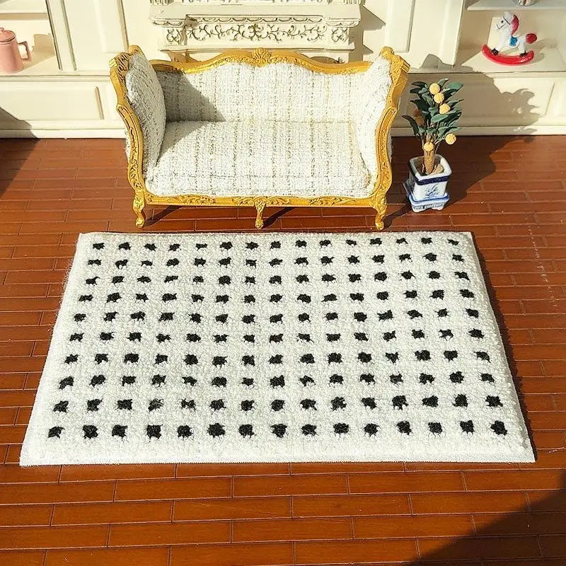 ▶Miniature Plush Carpet Fluffy Mat Model 1/12 Dollhouse Photography Prop Kids Pretend Play Toys Doll House Mini Decoration Gifts Zpaxo A4