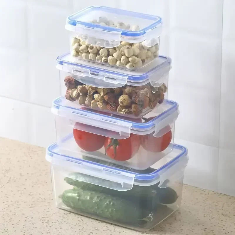 Kitchen Refrigerator Sealed Rectangular Refrigerator Storage Box with Lid Plastic Crisper Microwave-heated Lunch Box Storage Box Zpaxo