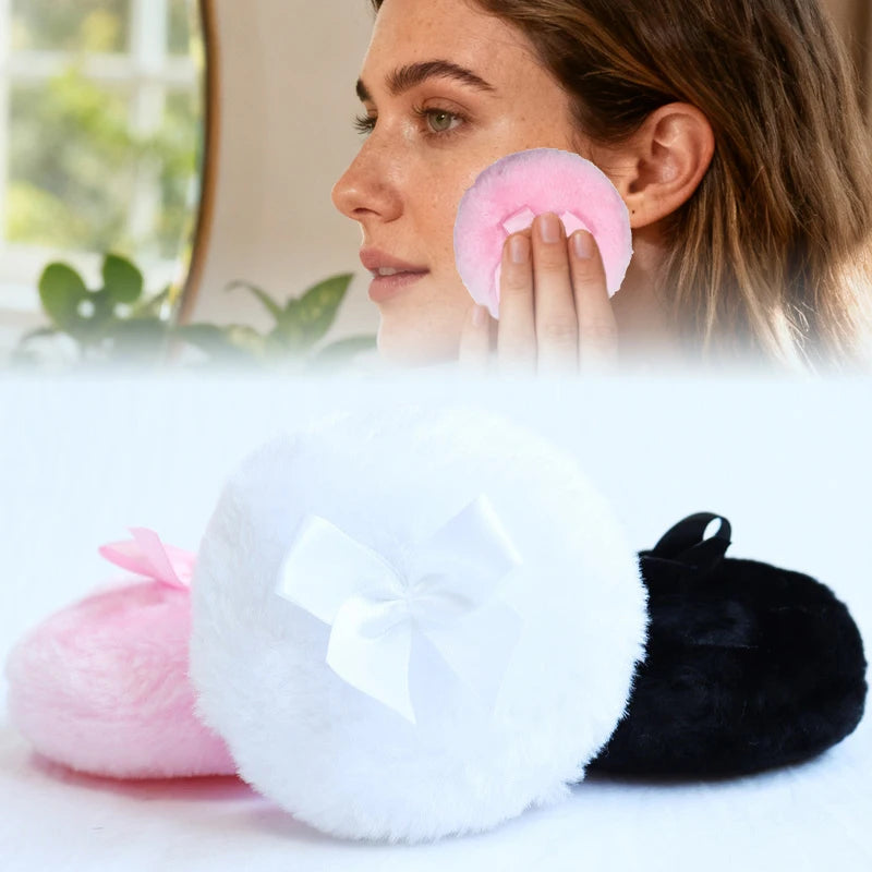 Large Fluffy Powder Sponge Puff Ultra Soft Washable Reusable Velour Zpaxo