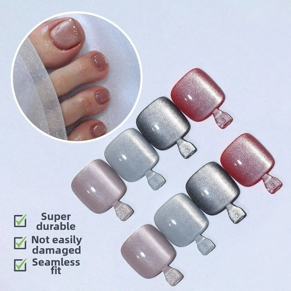 Cat Eye Fake Toe Nail Tips Pedicure Acrylic Square Toenail Half Cover Zpaxo