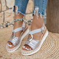 Women's Sandals Metal Buckle Embellishment Wedge Thick Bottom Women Zpaxo light blue 43