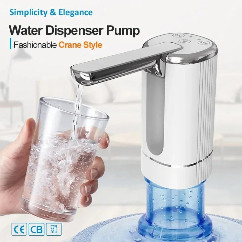 Water Dispensers Foldable Water Bottle Pump Automatic Dispenser Pump Button Control Portable Electric Water Dispenser for Home Zpaxo