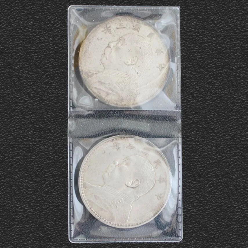 45 Foldable Dual Pocket Vinyl Coin Flips PVC Visiable Protective Bag