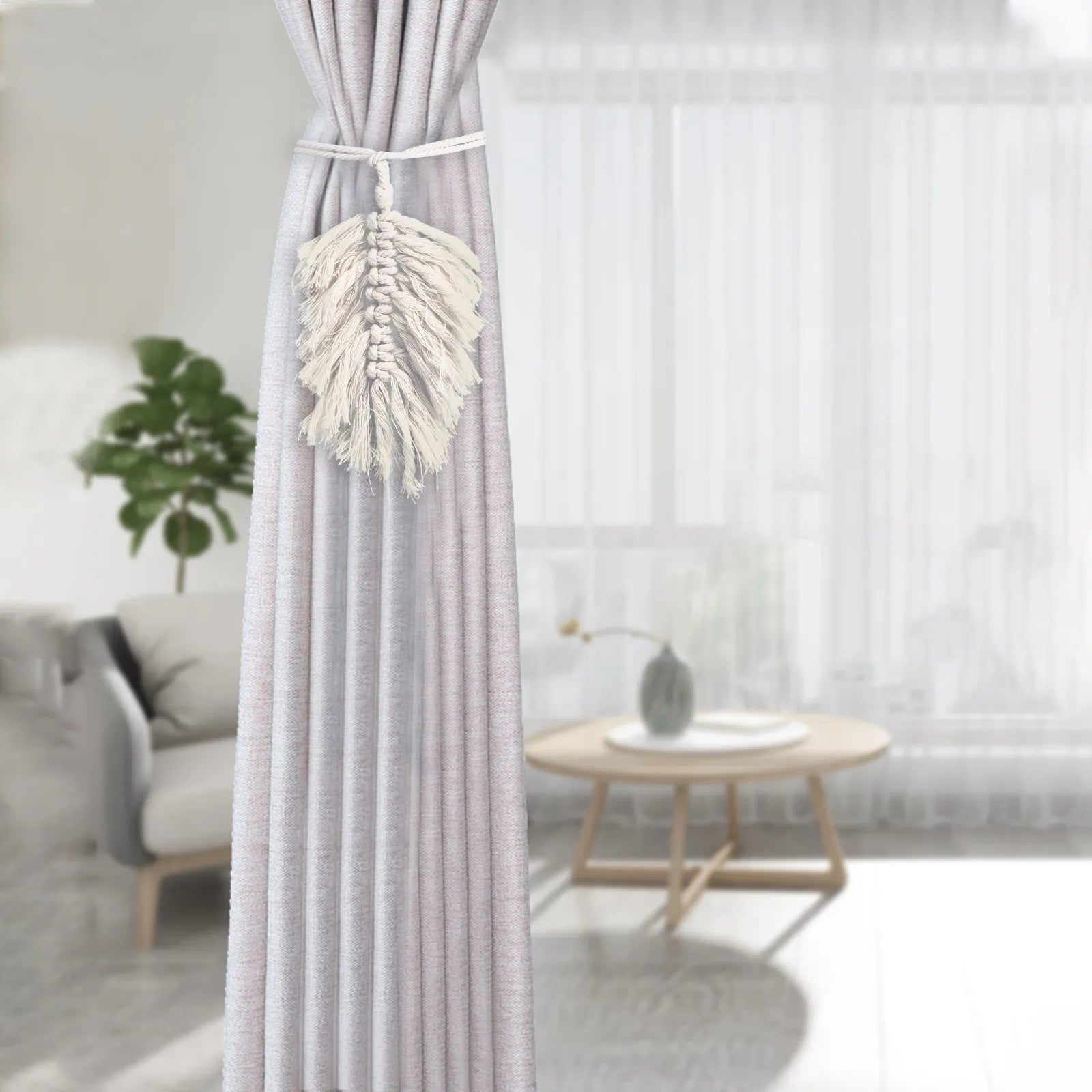 Cotton Curtain Tieback Hand-woven Rope Tie Holdback Valances