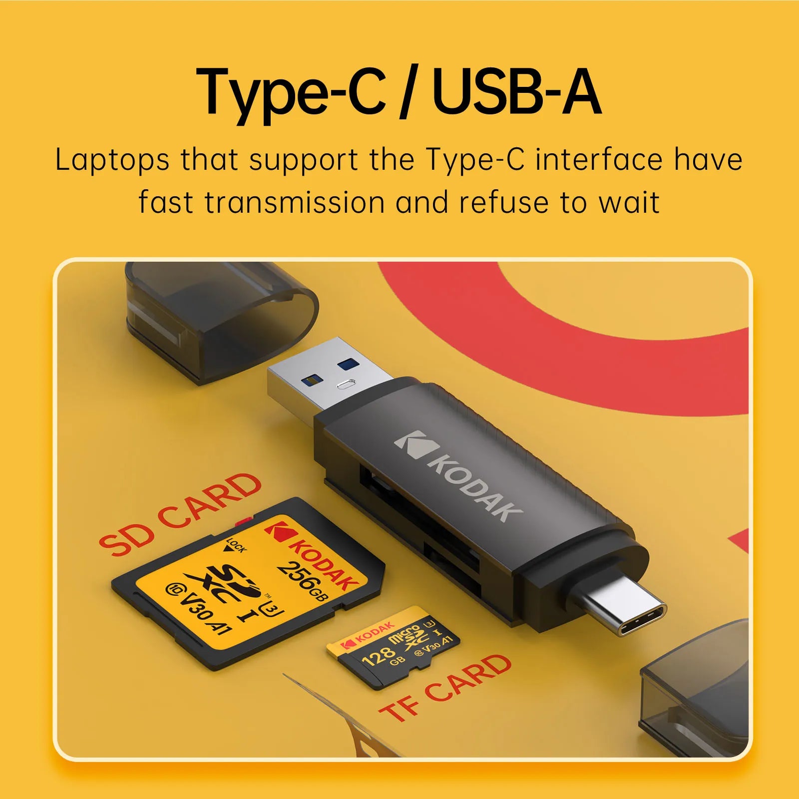 Kodak C210 USB 3.0 & Type C 4 in 1 Card Reader Multifunction Adapter for SD Card Micro SD TF Card for MacBook PC Laptop Zpaxo