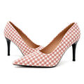 Women's Pink Houndstooth 9cm Heels – Vintage Plaid Pumps