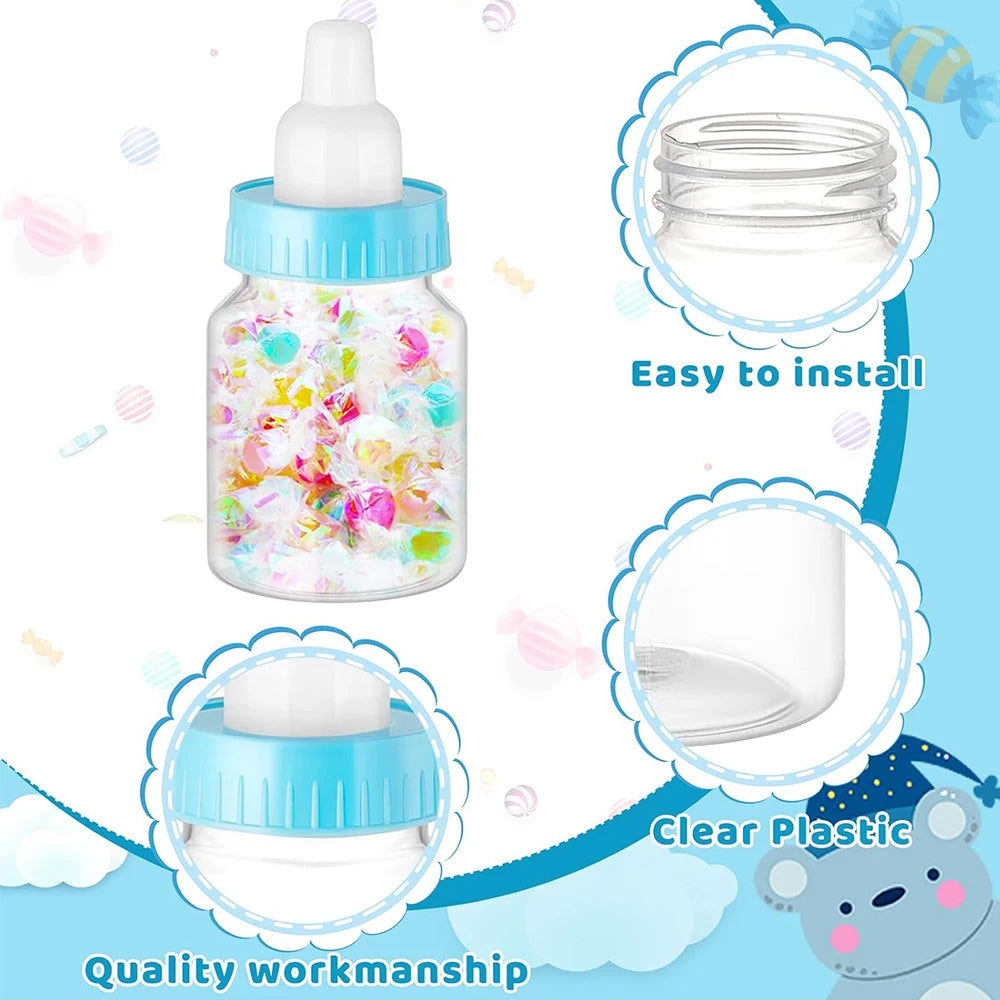 12Pcs Baby Bottle Baby Shower Favor Plastic Candy Bottle Mini Feeding Bottle for Birthday Baby Shower Gift Decor Zpaxo