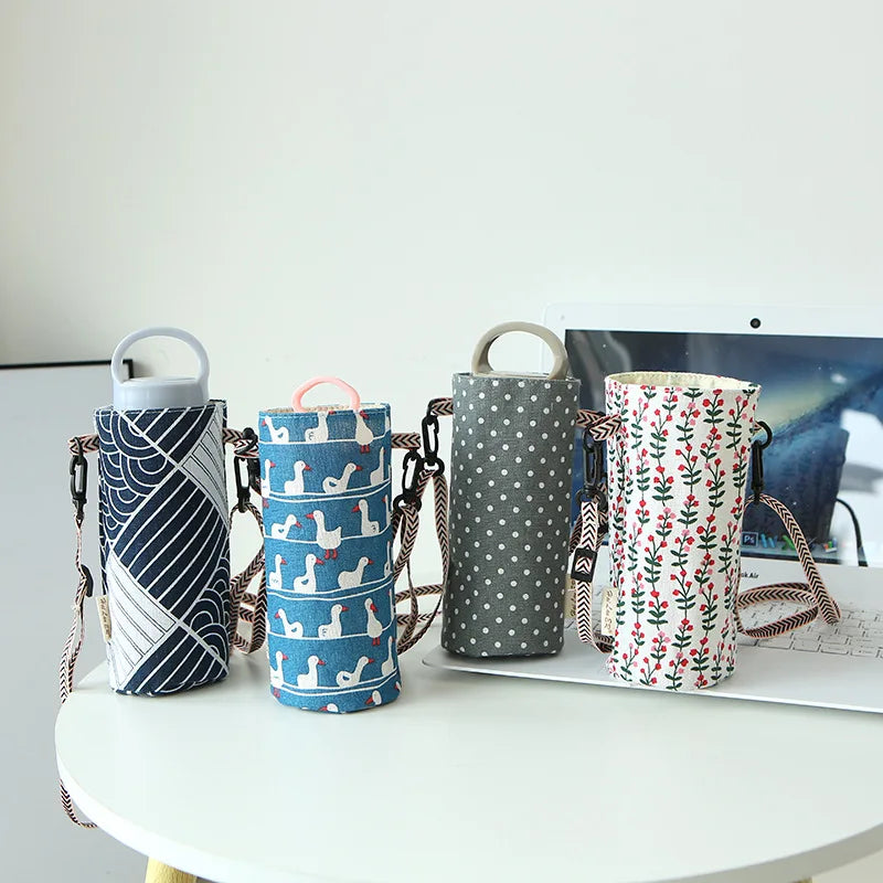 Portable Water Bottle Bag Insulated Crossbody Water Bottle Carrier Bag Holders Travel Sports Camping Zpaxo