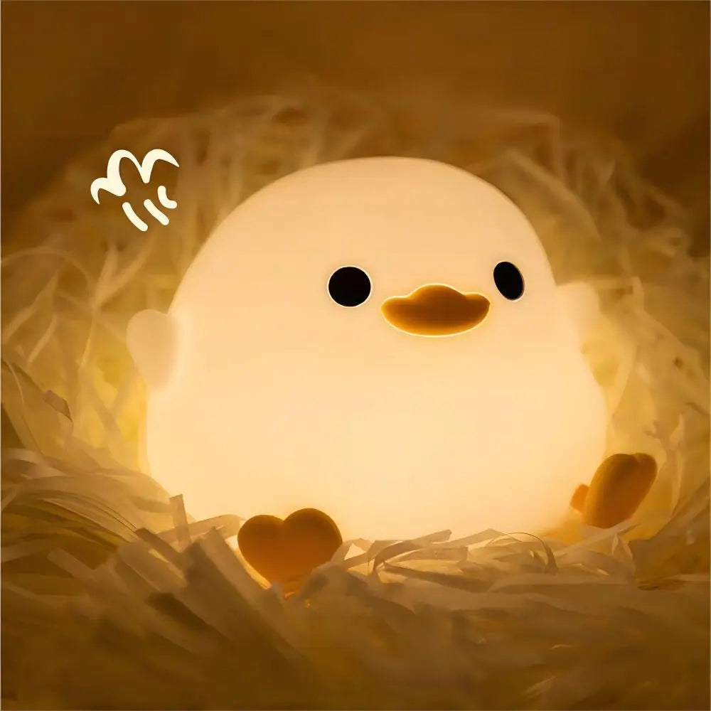 Duck Silicone Night Light for Children with Timer Usb Rechargeable Dimming Touch Lamp Sleeping Bedroom Cartoon Animal Decor Gift Zpaxo