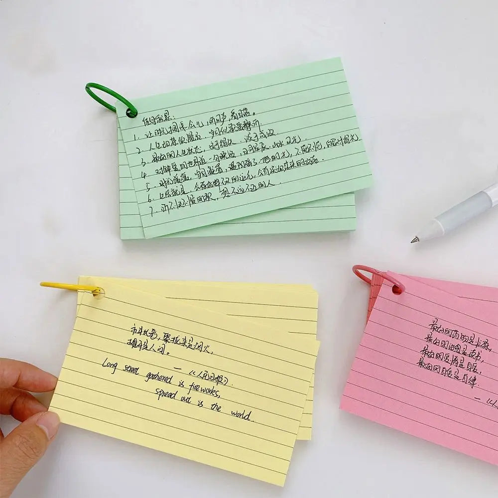 50PCS Loose-Leaf Horizontal Line Index Cards Binder-Compatible Flash Revision Cards Study Office Note Pads for School & Work Zpaxo