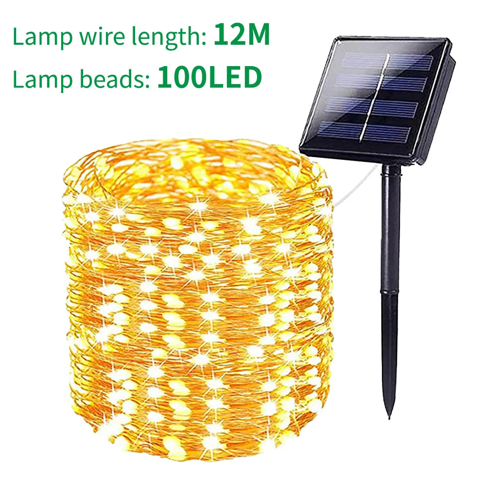Solar LED String Fairy Lights 7M/12M – Outdoor Waterproof Garden Solar String Lights Zpaxo 12M Warm
