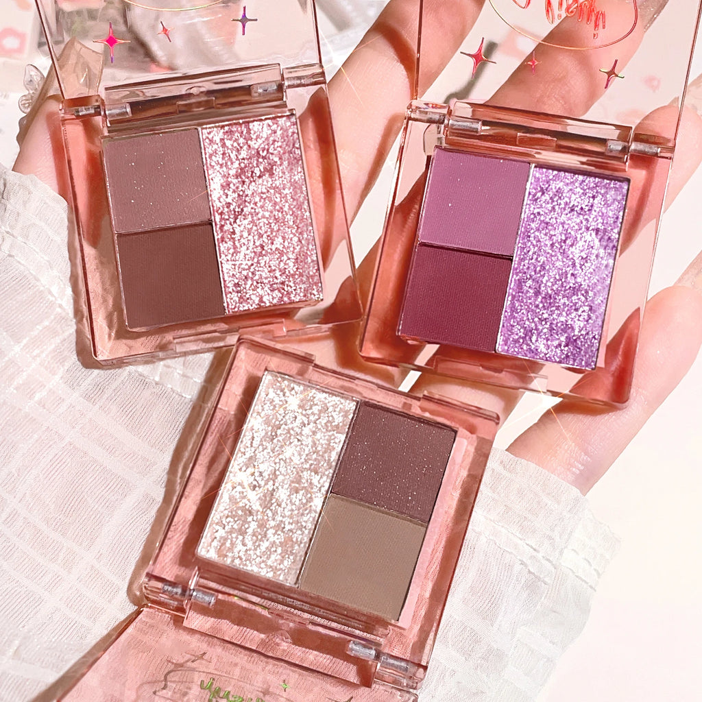 Pocket magic trio eyeshadow palette, glitter, sequins, waterproof, non-makeup, earthy tones, daily , high value Zpaxo