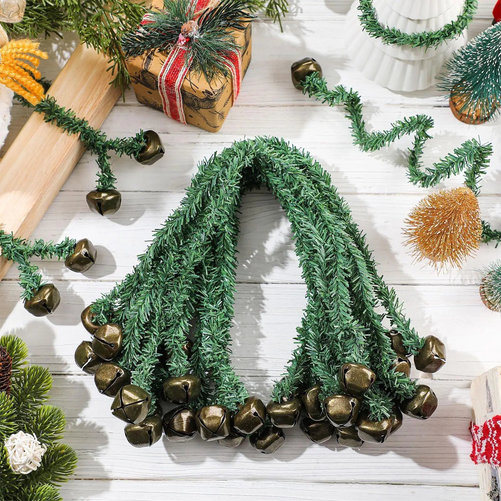 Banister Garland Ties Ribbon Hanger Reusable Bells Stairs Christmas